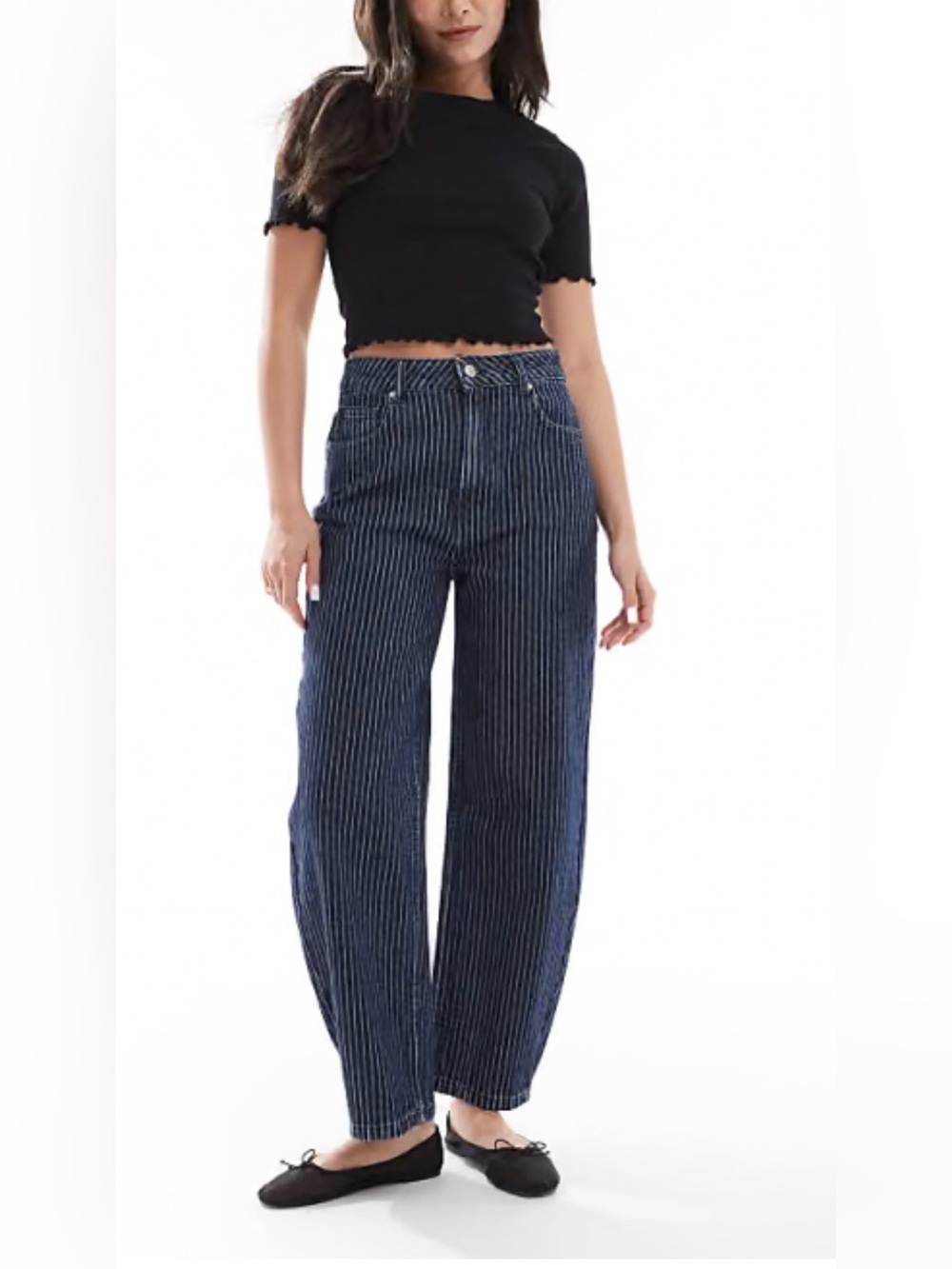 ✨Topshop Striped Barrel Jeans